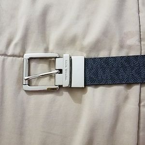 Michael Kors Silver Reversible Black Logo Belt